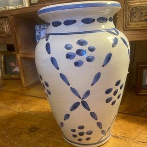 California pottery blue and white ceramic vase
